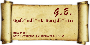 Gyémánt Benjámin névjegykártya